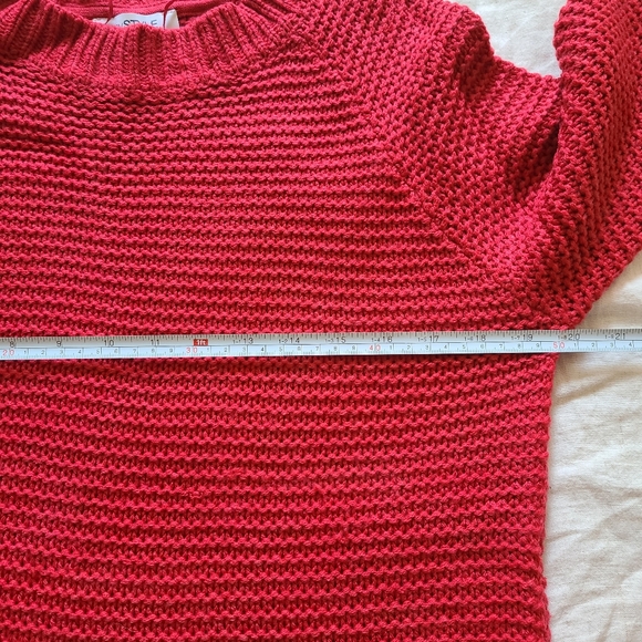 My Style Women's Casual Colorful Red Knit Raglan Sleeves Boat Neck Warm Sweater - Picture 12 of 12